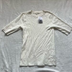 Becool Gliks white top size small NWT cream off white 3/4 sleeve